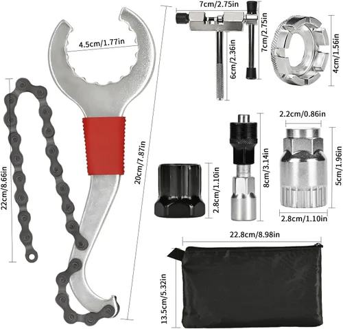 Vista 6 de Kit de herramientas para bicicleta, 10 piezas de herramientas profesionales de reparación de bicicletas para bicicleta de montaña con extractor