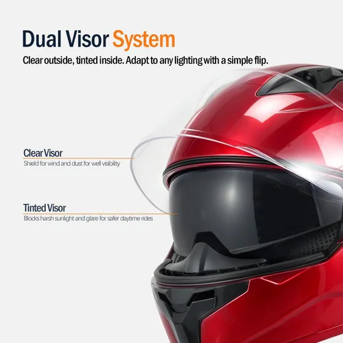 Vista 4 de Casco modular de motocicleta, aprobado por DOT, ligero de cara completa, para cuatrimotos y motocross, de doble visera, protector solar