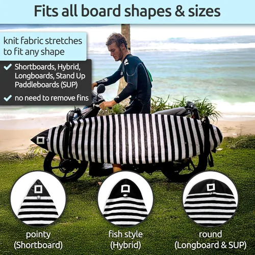 Vista 4 de Funda de calcetín para tabla de surf y funda para tabla de paddleboard Surf Squared - Bolsa protectora elástica ligera para tabla de surf