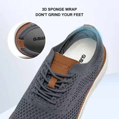 Vista 6 de GUBARUN Zapatos Oxfords para hombre, zapatos de vestir de punto, zapatos casuales para caminar
