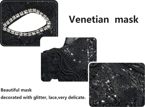 Vista 11 de Disfraz para Halloween Encaje Con Rhinestone de máscara veneciana mujer Masquerade Máscara