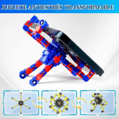 Vista 3 de Fidget Spinners Transformables, 8 Piezas de Juguetes Sensoriales Divertidos para Adultos, Cadena Deformable DIY Robot Spinner, Juguete Giroscopio