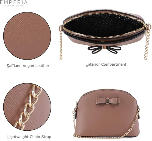 Vista 4 de Emperia AvaEva - Bolso cruzado de piel sintética para mujer, bolsas para hombros, bolso Saffiano miniatura estilo domo