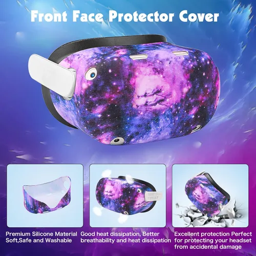 Vista 3 de Relohas Accessories for Oculus Quest 2, VR Accessory Set for Meta Quest 2, Include Controller Grip Leather Cover, VR Shell Cover, Face Cover, The