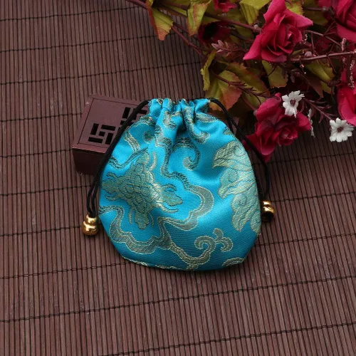 Vista 3 de Bolsa de viaje de seda tradicional bolsa de joyería bordada china clásica organizador - rojo