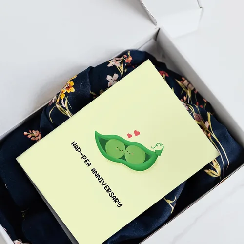 Vista 5 de Tarjeta de feliz aniversario SuperShunhu para él o para ella, linda tarjeta de aniversario de guisantes para pareja, tarjeta de aniversario