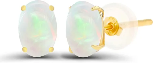 Vista 32 de Aretes ovalados de plata de ley 925 maciza chapados en oro de 0.236 x 0.157 pulgadas con piedra natal genuina para mujer Aretes de tuerca Amatista