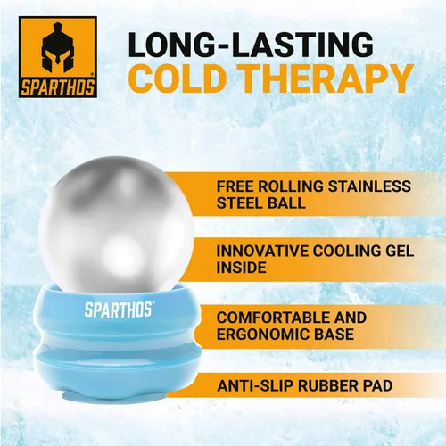 Vista 4 de Sparthos Bola de rodillo de masaje frío – Masajeador de criosfera fitness – Copas de masaje de hielo Cryo Cryocup – para músculos, cara, músculos