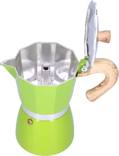 Vista 6 de Cafetera clásica para estufa de gas, cafetera Moka de 10.5 onzas líquidas, con mango ergonómico, preparación rápida, excelente aleación de aluminio