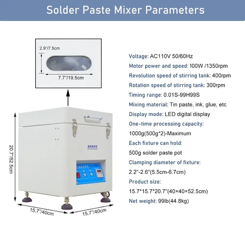 Vista 2 de INTSUPERMAI Mezclador automático de pasta de soldadura Máquina mezcladora de pasta de soldadura Máquina de agitación de rotación Dos latas