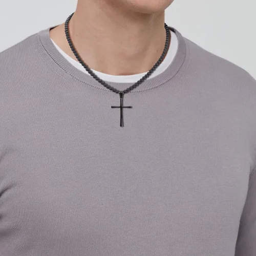 Vista 2 de COAI Collar con colgante de cuentas de piedra de ónix para hombre