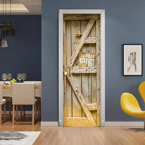 Vista 16 de Adhesivos 3D para puerta, murales para despegar y pegar, puerta de madera, papel tapiz autoadhesivo, extraíble, PVC, impermeable, póster para Puerta