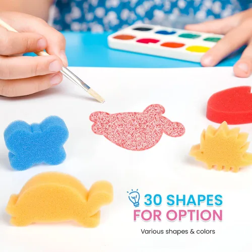 Vista 3 de LEOBRO 30 esponjas para pintar, aplicadores de pintura de esponja de forma, esponjas de pintura para manualidades, sellos de esponja de espuma