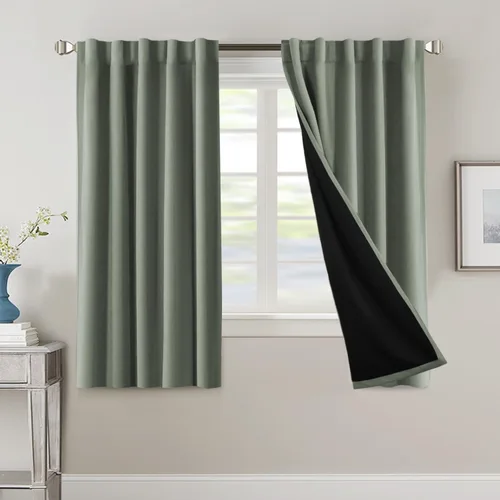 Vista 123 de H.VERSAILTEX Cortinas 100% opacas para dormitorio con forro negro, cortinas de oscurecimiento de habitación completa, con aislamiento térmico