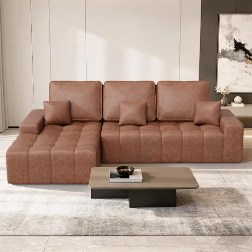 Vista 12 de 111’’ Sofás seccionales modulares en forma de nube con chaise en forma de L, sofá tapizado de asiento profundo sin huesos para sala de estar