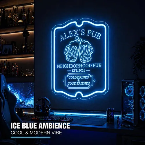 Vista 6 de Letrero de barra de neón personalizado para bar en casa, hecho a mano, regulables, personalizables, barras de neón 3D, letrero de luz de cerveza