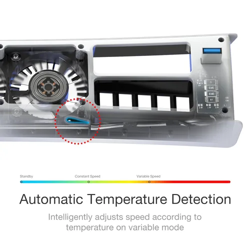 Vista 6 de MEQI PS5 Pro Cooling Fan, PS5 Pro Accessories Upgraded Quiet Cooler Fan with Adjustable Speed and Auto On/Off, Efficient Cooling Station with LED