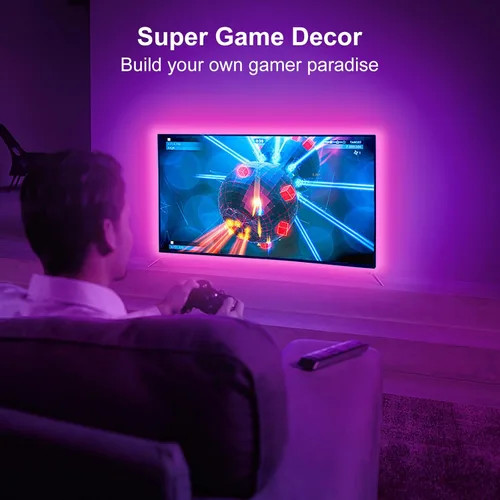 Vista 5 de Luces LED para retroiluminación LED de TV, tira de luz LED de TV de 13.1 pies para luces de TV de 45 a 60 pulgadas que cambian con retroiluminación