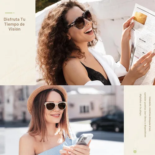Vista 2 de EASY READ Pack de 2 lentes de sol bifocales para leer para mujer, lentes de sol modernos con protección UV400