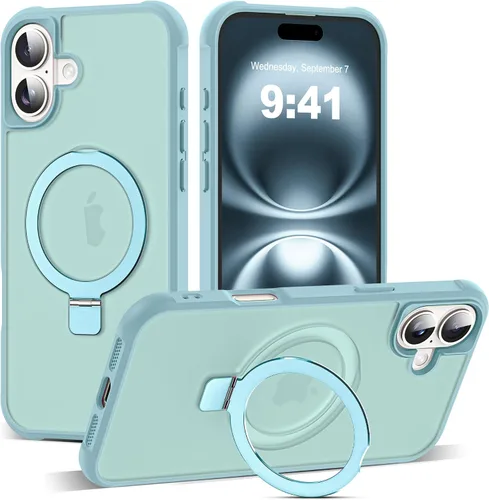 Vista 191 de SKYLMW - Funda compatible con iPhone 11 de 6.1 pulgadas, con soporte magnético invisible tipo anillo, funda translúcida de grado militar, compatible