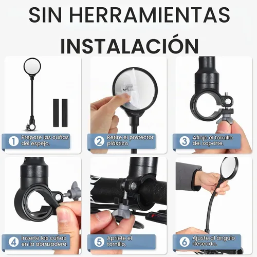 Vista 2 de West Biking Espejo de bicicleta para manillar, espejo retrovisor giratorio ajustable para bicicleta, espejo de seguridad convexo acrílico de gran