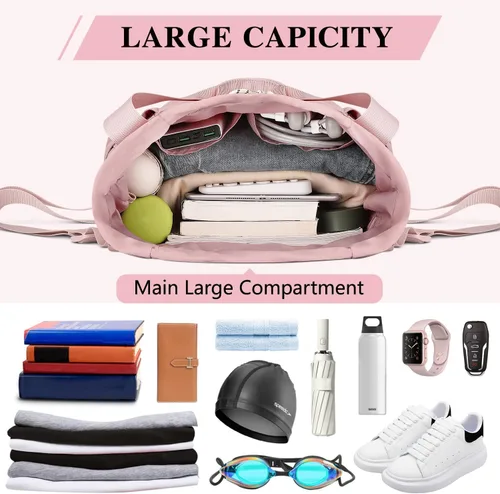 Vista 3 de Mochila de gimnasio con cordón y bolsillo húmedo, bolsa de gimnasio para mujeres y hombres, bolsas de viaje resistentes al agua para mujeres, bolsa