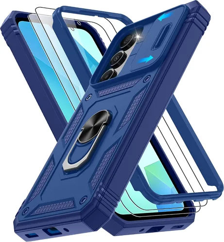Vista 216 de Gritup Funda para Google Pixel 6 con cubierta deslizante para cámara y protector de pantalla (2 unidades), soporte de anillo giratorio 360°, funda
