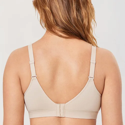 Vista 2 de DELIMIRA Brasier sin aros para mujer, talla grande, cobertura completa, sin forro, brasier de soporte suave