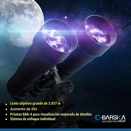 Vista 2 de Barska AB13664 Gladiator 25-125x80 Zoom Binoculares con adaptador de trípode para astronomía, observación de aves, deportes, visión de largo