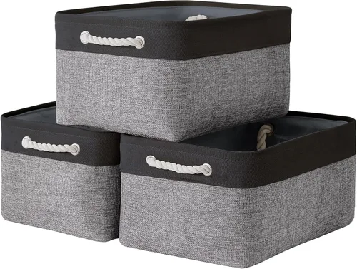 Vista 47 de TheWarmHome Contenedores de almacenamiento para estantes, tamaño mediano, 3 unidades, 13.8 pulgadas de largo x 9.8 pulgadas de ancho x 6.7 pulgadas