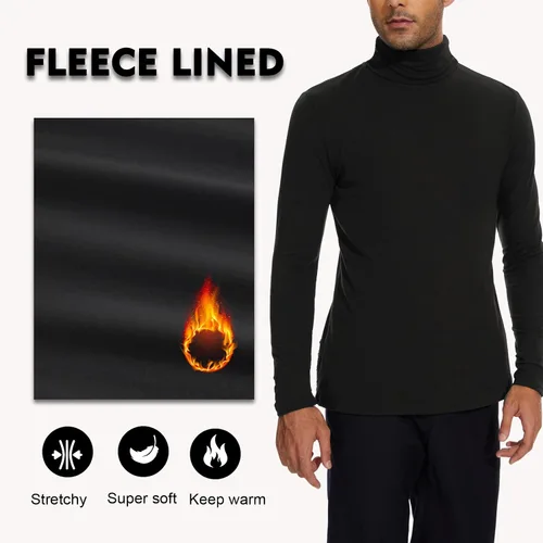 Vista 5 de Camisetas de manga larga para hombre, cuello alto, ajustadas, ligeras, básicas, clásicas, sin botones