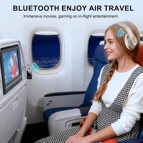 Vista 6 de Receptor transmisor Bluetooth 5.4 2 en 1/Mini adaptador de audio inalámbrico portátil para TV/avión/gimnasio a auriculares inalámbricos de baja