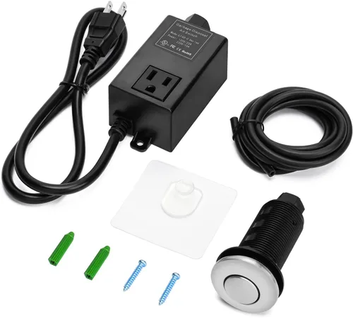 Vista 10 de Kit de interruptor de aire para eliminación de basura con botón de aire corto negro de acero inoxidable Briidea