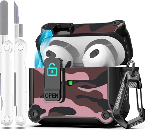 Vista 183 de R-fun Funda de carga compatible con AirPods de 2ª generación 2019, 1ª generación 2016, protección completa contra caídas, tapa desplegable