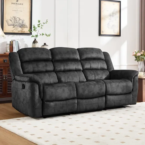 Vista 20 de EBELLO - Silla reclinable manual, sofá reclinable de tela suave con apoyabrazos y respaldo acolchado para sala de estar, dormitorio, color marrón