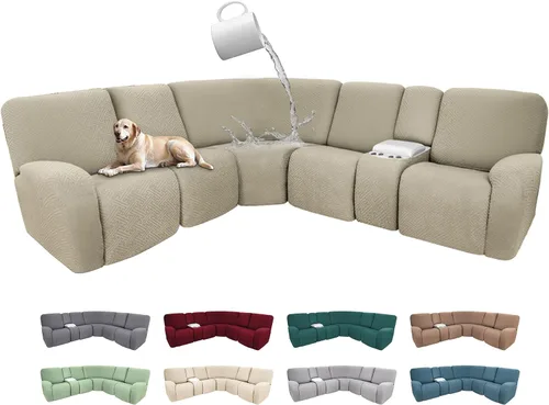 Vista 51 de Fundas de sofá reclinable seccional 100% impermeables para sofá reclinable en forma de L, funda de sofá modular de esquina en forma de L, fundas