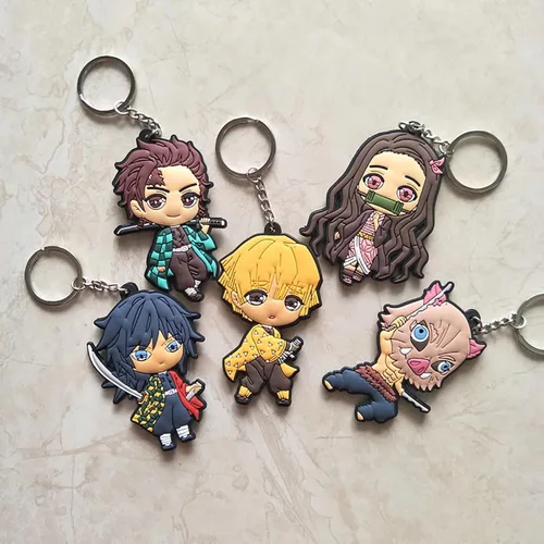 Vista 2 de OUTOFGAS Llavero de anime de dibujos animados Tanjirou Zenitsu Giyuu llavero mochila colgantes