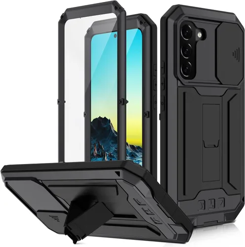 Vista 10 de Funda resistente para Samsung Galaxy S22 5G 2022 con protector de pantalla y función atril para cámara Samsung S22, de metal militar, a prueba