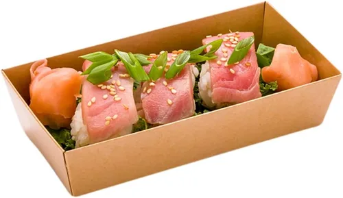 Vista 27 de Restaurantware Matsuri Vision - Bandejas de sushi de 4.7 x 2.5 x 1.4 pulgadas, 100 cajas de embalaje de sushi a prueba de grasa, tapas que se venden