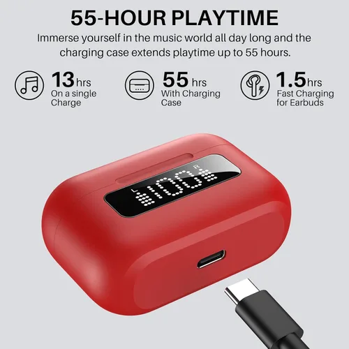Vista 9 de TOZO HT2 - Audífonos híbridos con cancelación activa de ruido inalámbricos sobre la oreja, auriculares Bluetooth NC3 híbridos con cancelación activa