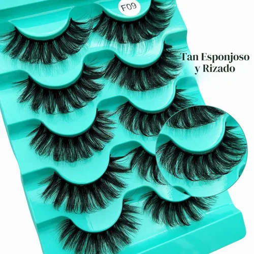 Vista 8 de Pestañas postizas de visón con volumen que parecen extensiones glamorosas y rizadas, paquete de 5 pares