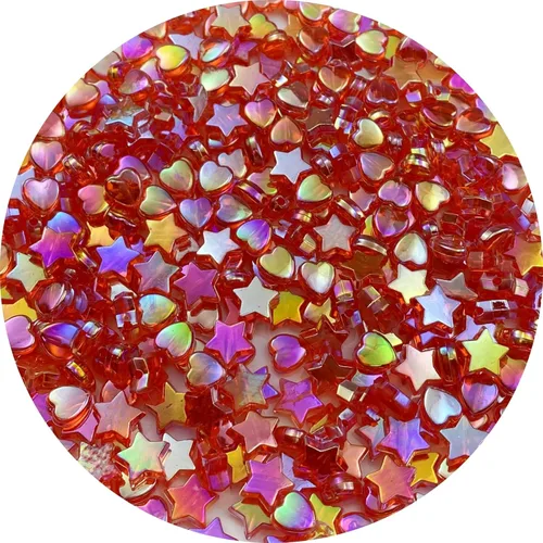 Vista 10 de 350 cuentas acrílicas de corazón y estrella, corazones de 0.394 pulgadas, estrellas de 0.394 pulgadas, espaciadores para pulseras, collares, aretes