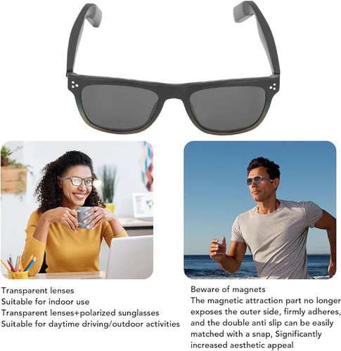 Vista 7 de Tnfeeon Lentes de sol inteligentes, lentes de reproducción de música AI con traducción de 144 idiomas, cámara de control táctil para hombres
