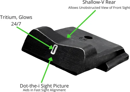 Vista 4 de XS Sights DXT2 - Mira nocturna de punto grande para pistolas CZ, Sig, HK, tritio delantero y trasero que brilla en la oscuridad para aplicaciones