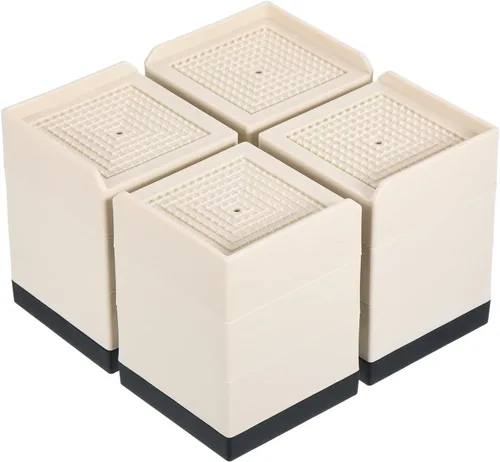 Vista 16 de uxcell Elevadores de muebles de 1.5 pulgadas, 4 piezas de elevadores cuadrados ajustables para sofá para extensor, para cama, escritorio, sofá, Beige