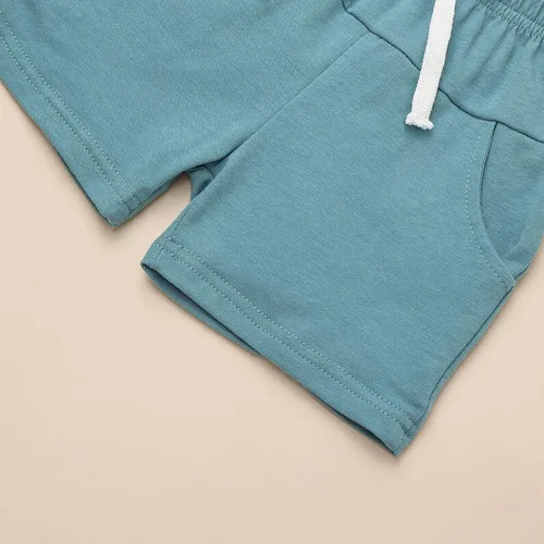 Vista 7 de Ropa para bebé niño pequeño, trajes de verano de manga corta, camiseta de retazos y pantalón con bolsillo, conjunto de 2 piezas, 12 meses a 4 años
