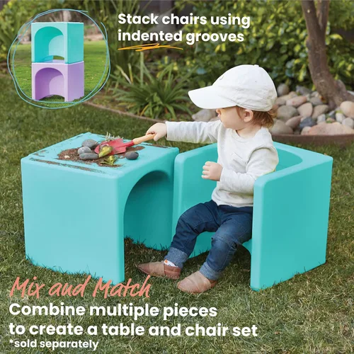 Vista 5 de ECR4Kids Tri-Me Silla de cubo 3 en 1, muebles para niños, Aqua