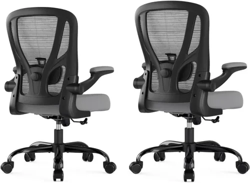 Vista 13 de Silla de oficina ergonómica de escritorio, silla de computadora de malla, silla de trabajo transpirable con ruedas, soporte lumbar ajustable, sillas