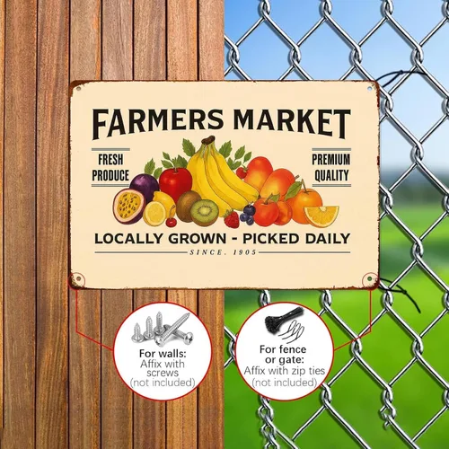 Vista 4 de Retro-Style Plates For Farmers Market Signs Posters Funny metal sign For Man Cave bathroom Farm Bedroom living room Kitchen Garage Wall Decor 8 * 12