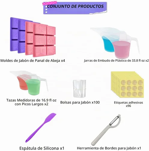 Vista 2 de Artcome Kit de fabricación de jabón de bricolaje – Moldes, herramientas de medición y embalaje para jabones hechos a mano – Herramientas